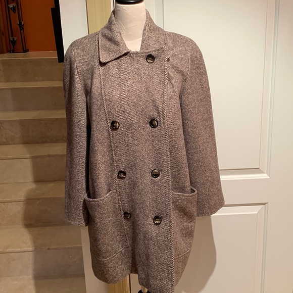 ARLETTE Jackets & Blazers - ARLETTE. Beige/Brown Wool Tweed Coat. Double Breasted. Two front pockets…